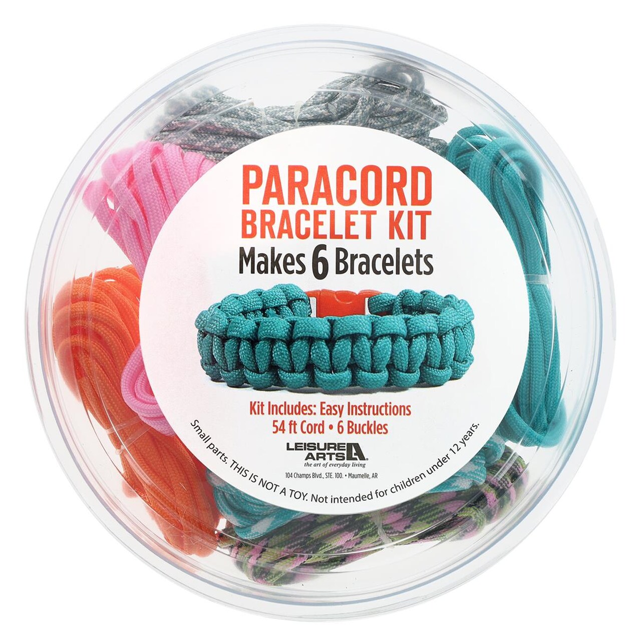 Leisure Arts Paracord Bright Bracelet Kit – DIY Paracord Bracelet Making Kit with 6 Cobra Stitch Knot Patterns, Parachute Cord & Buckles – Paracord Craft Kit for Adults & Kids 12+